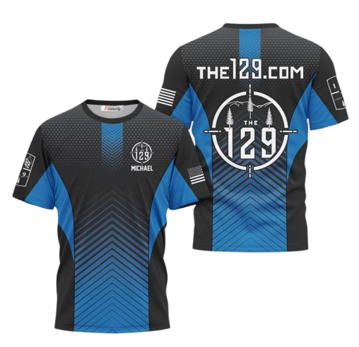 BLUE - Team "The129" Polyester Shooting T-Shirt